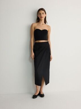 NWT Reserved Black Cargo Midi Wrap Skirt Size XL